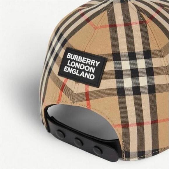BURBERRY check logo baseball hat cap
